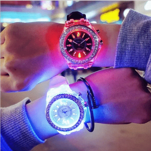 Luminous Rhinestone Quartz Watch Yellow - Picture 5 of 5