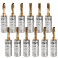 12 pcs Audio Screw Banana Plug 24K Gold Plated Speaker Wire Jack Connector