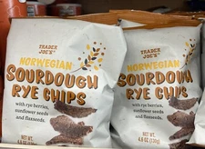 2 Pack Trader Joe's Norwegian Sourdough Rye Chips 4.6 oz Each Pack NEW ITEM
