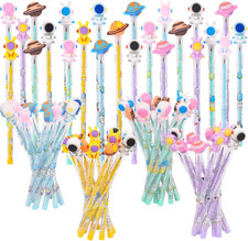 48 Pieces Cute Stackable Pencils Space Study Supplies Translucent Multi Point Pu