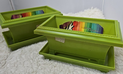 (2) Vintage MCM Max Klein Stackable Planters Asian Inspired Zen Style Bento