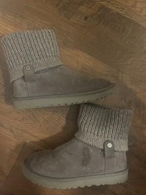 UGG SAELA RIB KNIT WOMEN Convertible Boots SUEDE GREY SIZE 8