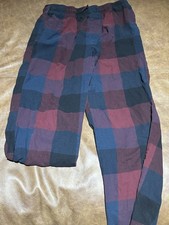Men's Blue/Red Plaid Pajama Pants Size M Regular Elastic Waist Sleep Lounge