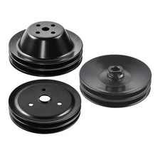 Power Steering Short Water Pump+Crankshaft Pulley 2 Groove Kit For SBC Chevy SWP