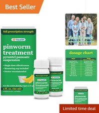 Family Pack Pyrantel Pamoate Pinworm Treatment - Fast-Acting, 2 Ounce Bottles