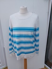Denim & Co Jumper Crew Neck Stripe Jumper Blue QVC D&Co bx1 New Size Large