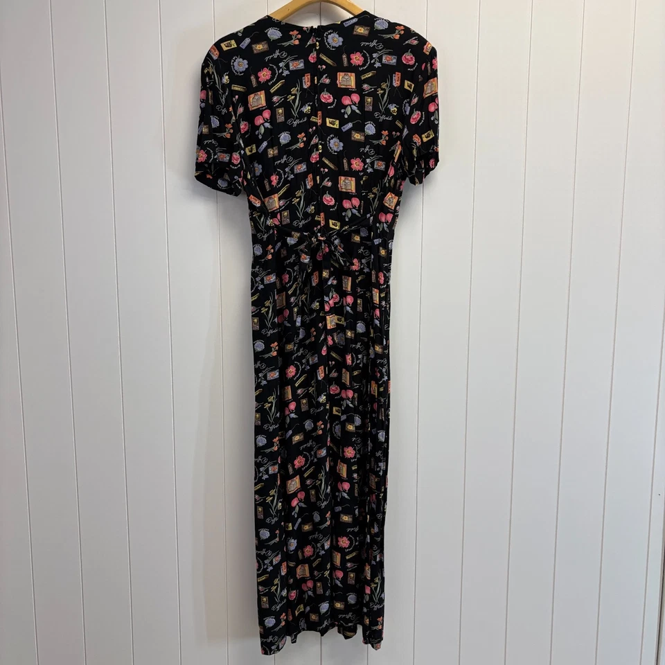 Maxi Vestido Vintage R & K Originales Rayón Boho Cottage Garden Talla 16 Bloomcore Foto 4 de 4