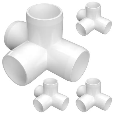 1-1/2 In. Furniture Grade PVC 4-Way Tee in White (4-Pack)
