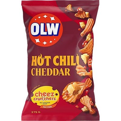 OLW Chips Hot Chili Cheddar Kartoffelchips Snack Scharf Käse Schweden 275g