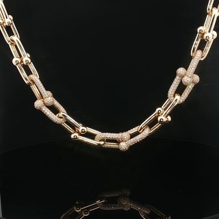 Tiffany HardWear Graduated Link Diamond Necklace 18K Yellow Gold 9.07ct Stunning