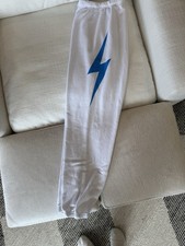 Aviator Nation Women's Sweatpants Sz. XL Bright White Turquoise BOLT