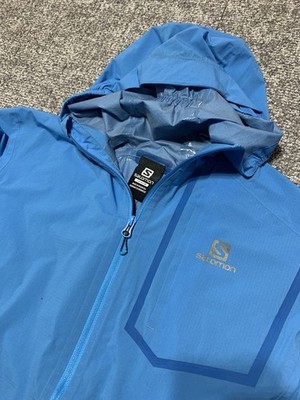 Salomon Women s Pertex Shield Hooded Wind/Lightweight Rain Jacket Blue Size M