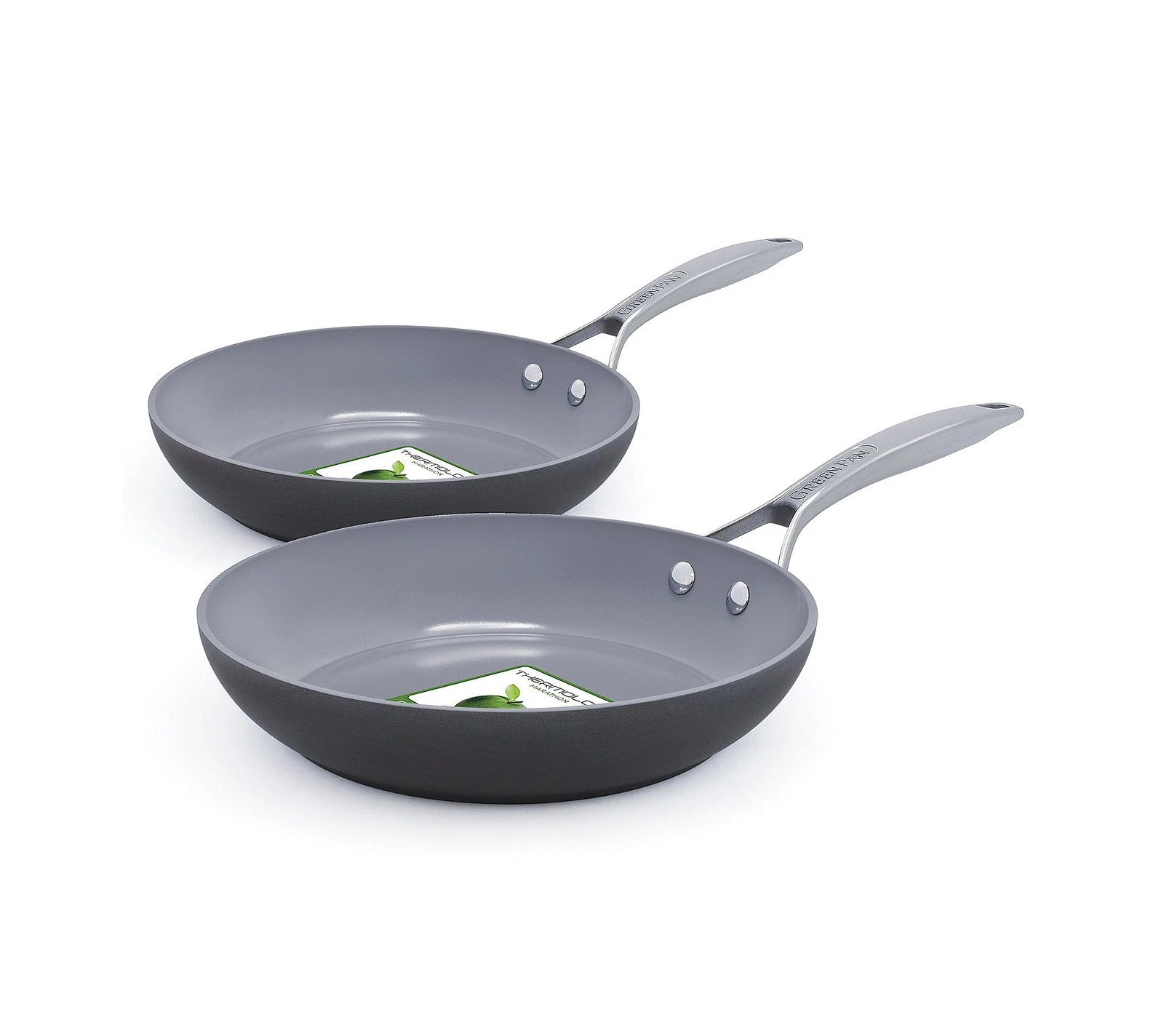 GREENPAN PARIS PRO HARD ANODIZED CERAMIC 8" & 10" FRYING PAN SKILLET SET - GRAY