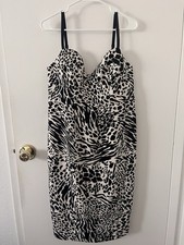 Sergio Hudson X Target Size Animal Print Bustier Midi Dress Black Ivory Large