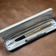 Vintage Parker 65 gold plated fountain pen, 14k gold Nib With Box - New