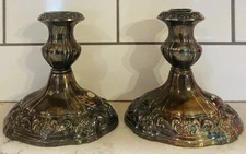 Vintage Poole Silver Co. Silver Plated Candle Stick Holders #431 - Set Of 2