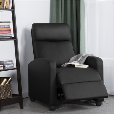 Recliner Chair Leather Modern Single Reclining Sofa Home Theater Seating Black