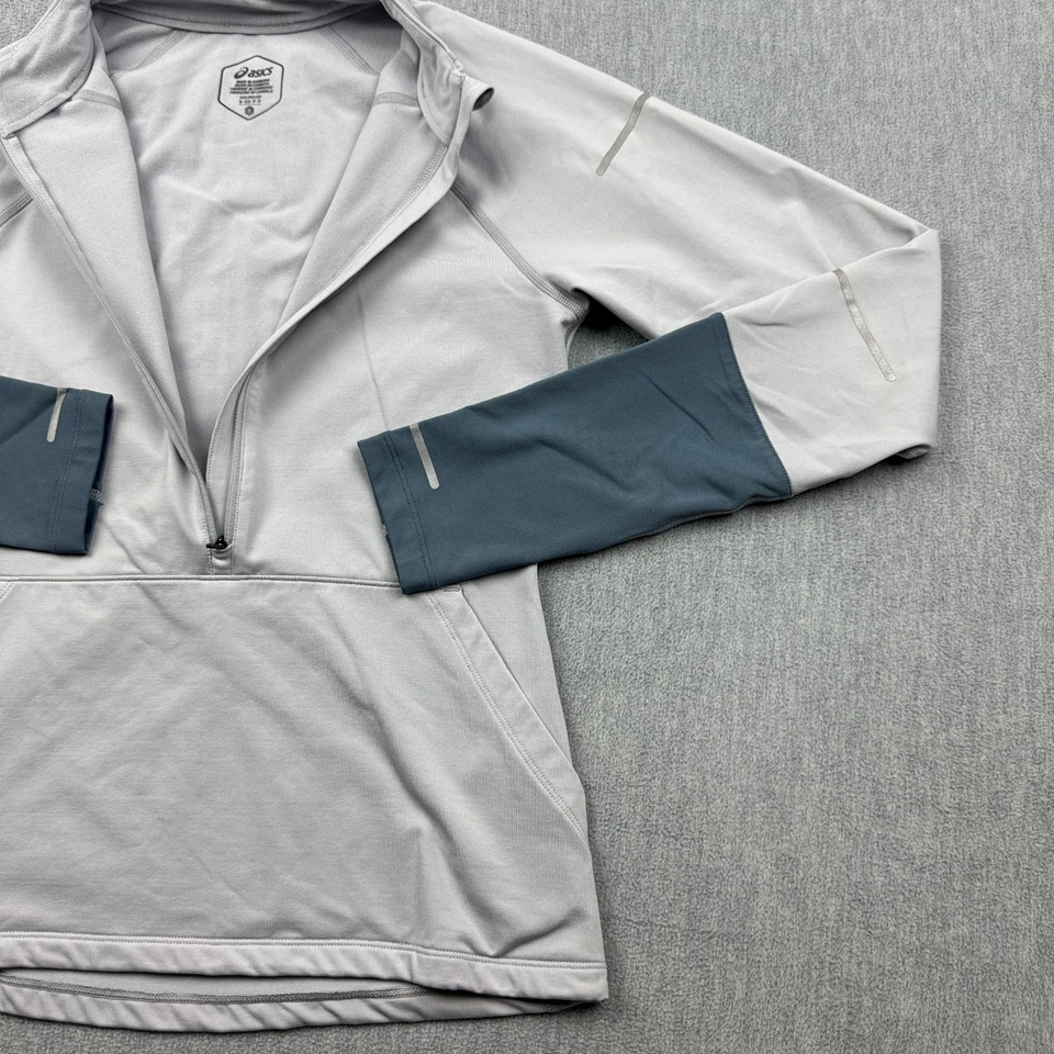 Camisa Asics Mujer Pequeña Gris Reflectante 1/2 Cremallera Pullover Polar Correr Gimnasio Foto 4 de 4