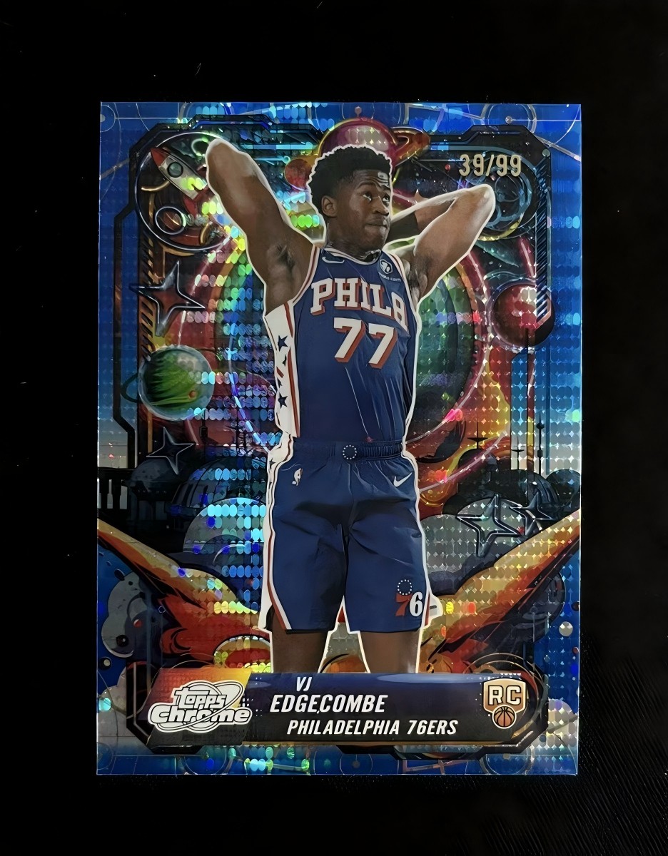 2025-26 Topps Cosmic Chrome VJ Edgecombe Propulsion RC Rookie Blue Moon /99