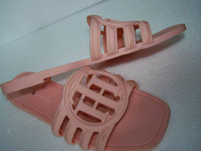 NUEVAS Sandalias Tommy Hilfiger Jelly Slide Rosa Salmón Logotipos Grandes Mujer talla 8 Pantalla