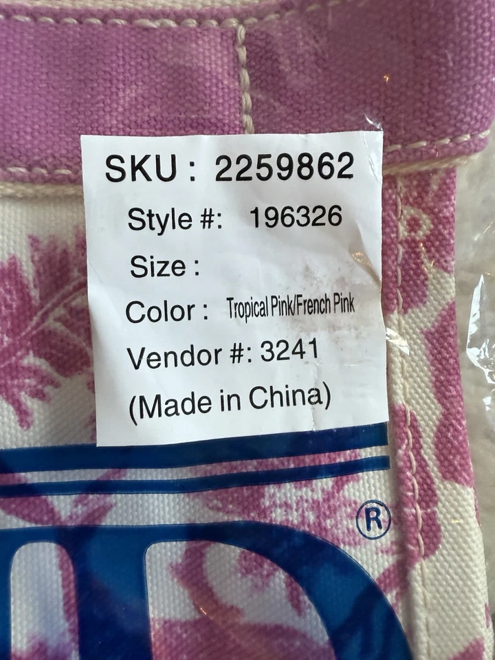 NUEVO Bolso de Lona Sellado Lands End Lands' End Mediano Batik Rosa Tropical Top Abierto Foto 2 de 4