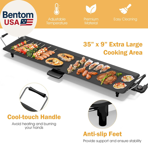 35" Elektrische Grillplatte Teppanyaki Grill, Antihaft Extra Große Grillplatte Lange Theke - Bild 4 von 12