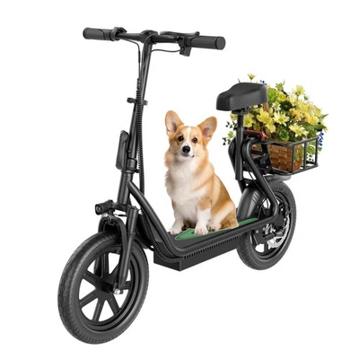 AOVOPRO 500W 14" Elektroroller für Pendler mit Tragekorb für Erwachsene 20km/h