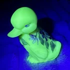 Fenton Hand Painted Art Glass Duck Figurine Signed Floral Design (rare)