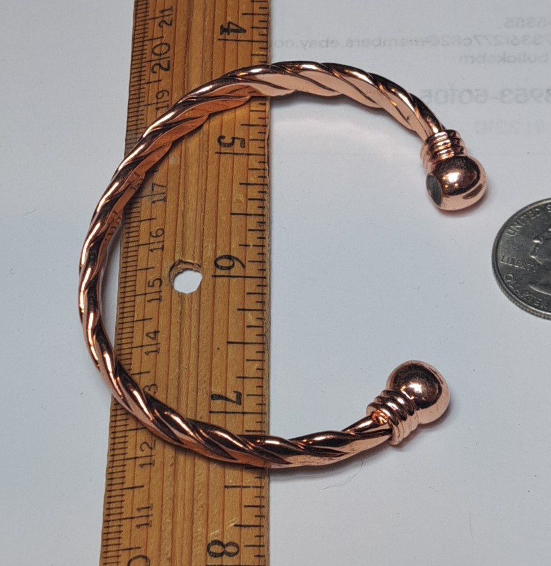 Hammered Solid Copper Cuff Bracelet Wire Twist  H… - image 1