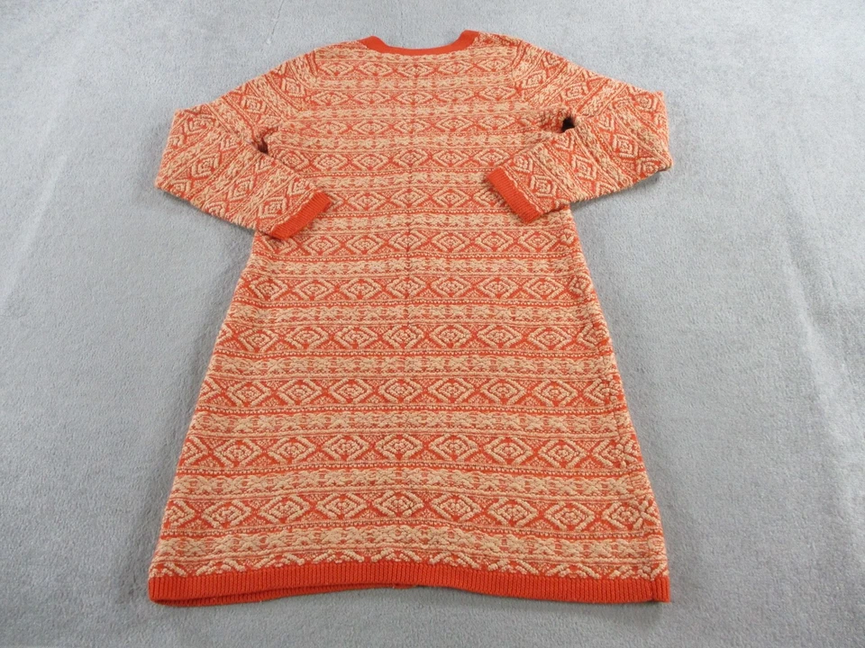 Cárdigan Suéter Mujer Polilla Grande Naranja Lana Jacquard Botón Bolsillos Delanteros Foto 2 de 4