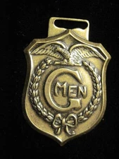 Eagle Shield * G Men * Vintage   Watch Fob   FBI  Stamped Brass