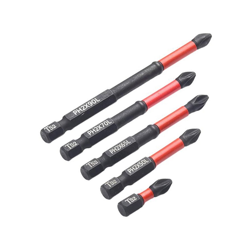 5pcs 25-90mm Magnetic Non-Slip Batch Head PH2 Cross Screwdriver Set Hex Shank