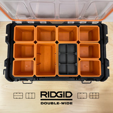 Double-Wide Bin - Nesting Insert Bins for Ridgid Pro Gear Organizer 10-Compartme
