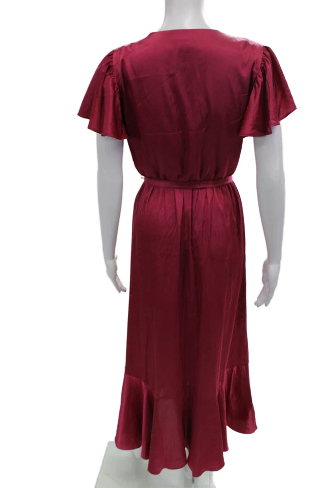 Nicole Miller Womens Short Sleeves V Neck Maxi Dress Pink Size Extra Small - Image 3 of 4