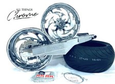 HAYABUSA 360 CHROME FAT TIRE KIT-ENGRAVED SHREDDER WHEELS 99-07 SUZUKI HAYABUSA