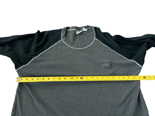 Guess Shirt Men Large T-Shirt Emboidered Colorblock Crew Neck Long Sleeve Henley - Picture 6 of 9