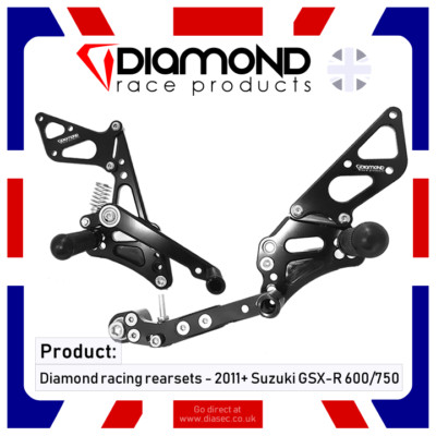 DIAMOND RACE PRODUCTS - SUZUKI GSXR 600 / 750 2016 '16 REARSETS FOOTREST