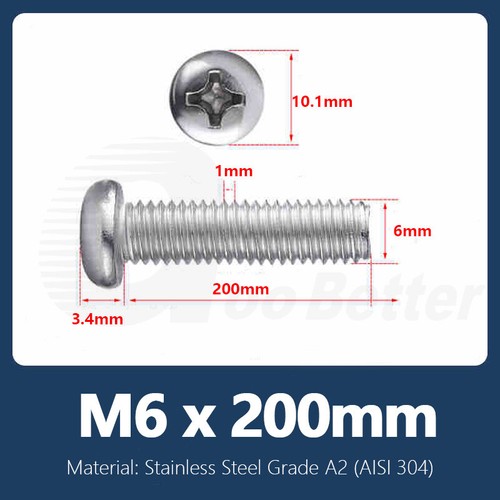 M6 Phillips Pan Head Machine Screw Bolt DIN 7985 A2 Stainless Steel 6mm - 200mm - Picture 47 of 47