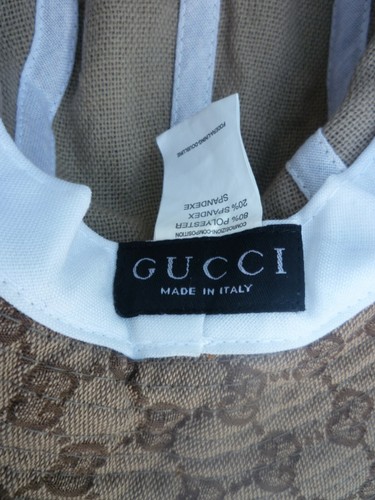 Authentic Gucci Beige Bucket Hat GG Red/Gold Web Poly/Spandex Canvas Rare HTF - Picture 8 of 12