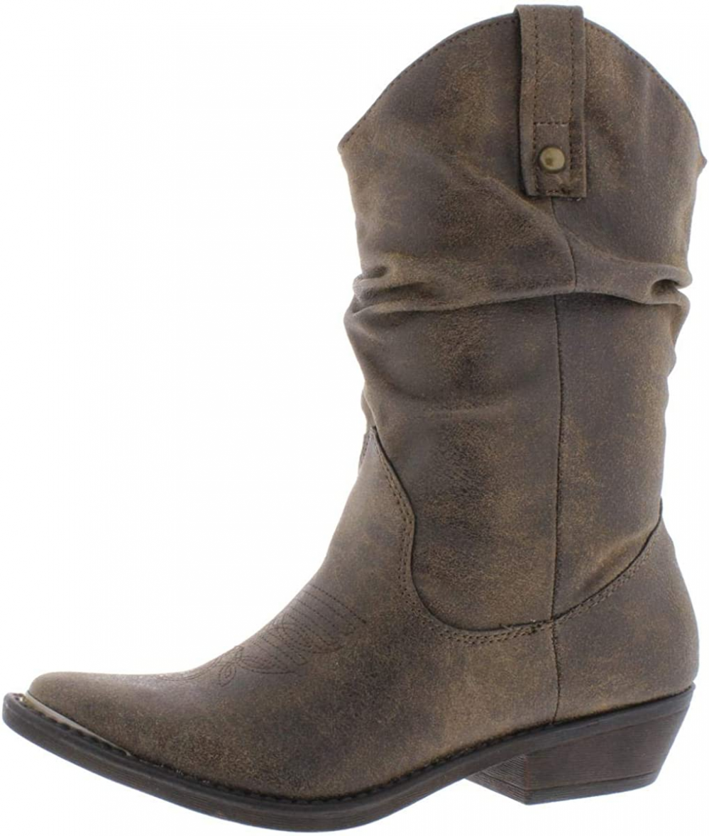 Mid-Calf Cowboy Boots Brown 