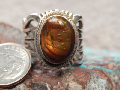 ☆nff☆ antique aureole ringbrown nff1 Ethiopian Fire Opal Ring, Natural Opal Jewelry, Genuine Opal