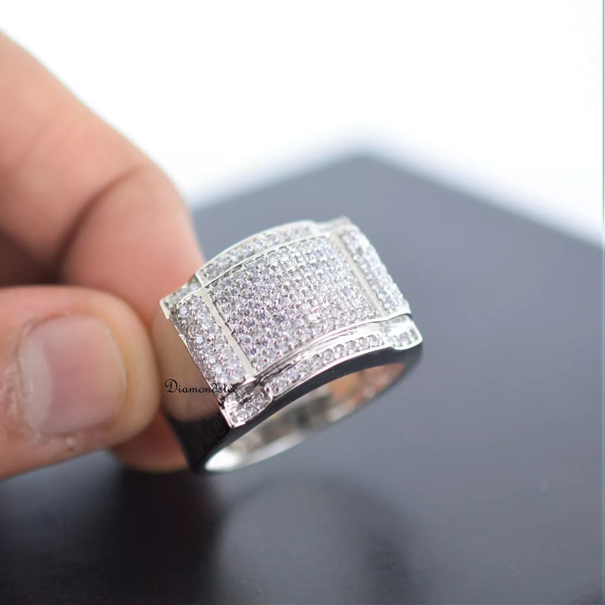 Mens pave hotsell diamond wedding band