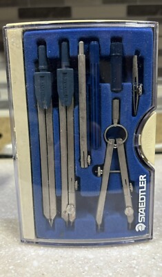 Vintage Staedtler Arco Compass Set Metal 7 Piece Kit