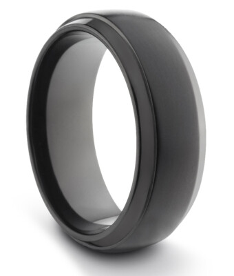TungstenMasters 8MM/6MM TITANIUM Mens/Womens Matte Black Wedding Band Ring