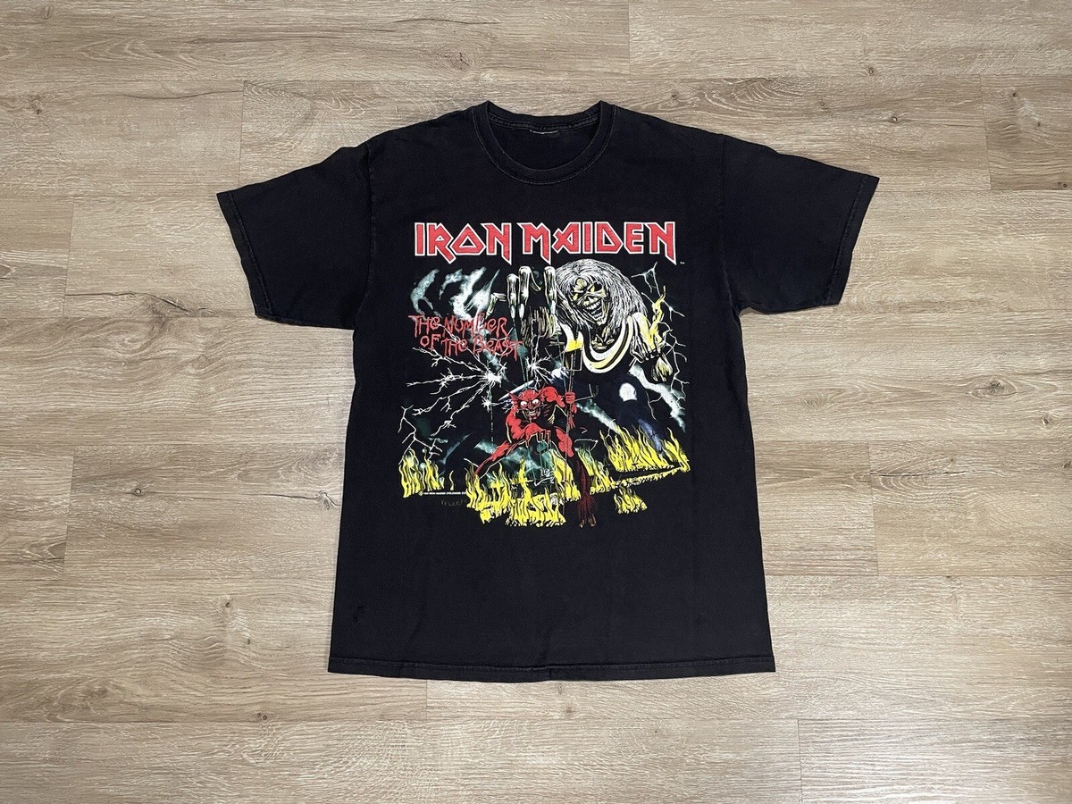Vintage IRON MAIDEN Number Of The BEAST Sz M Black T-Shirt 1982