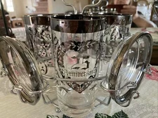 25th Silver Anniversary Drinking Glasses, Matching Ashtrays/ Coasters Set