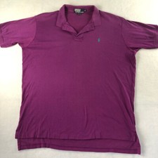 Vtg Polo Ralph Lauren Shirt Mens 2XL Purple Blue Pony Short Sleeve USA Made