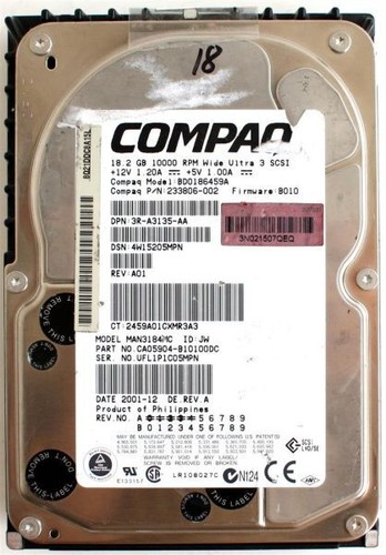 18.2gb 10k wu3 scsi,bd0186459a,fw b010,man3184mc,ca05904-b10100dc - Picture 2 of 3