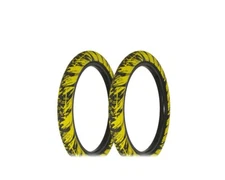 ALTALINE Bicycle TIRES 20" x 2.35 BLACK YELLOW SemiSlick Tread (2) TIRE BMX BIKE