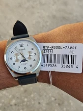 Casio MTP-M300L-7AVDF Men's Multi-Dial Analog Watch – White Dial, Blue Leather